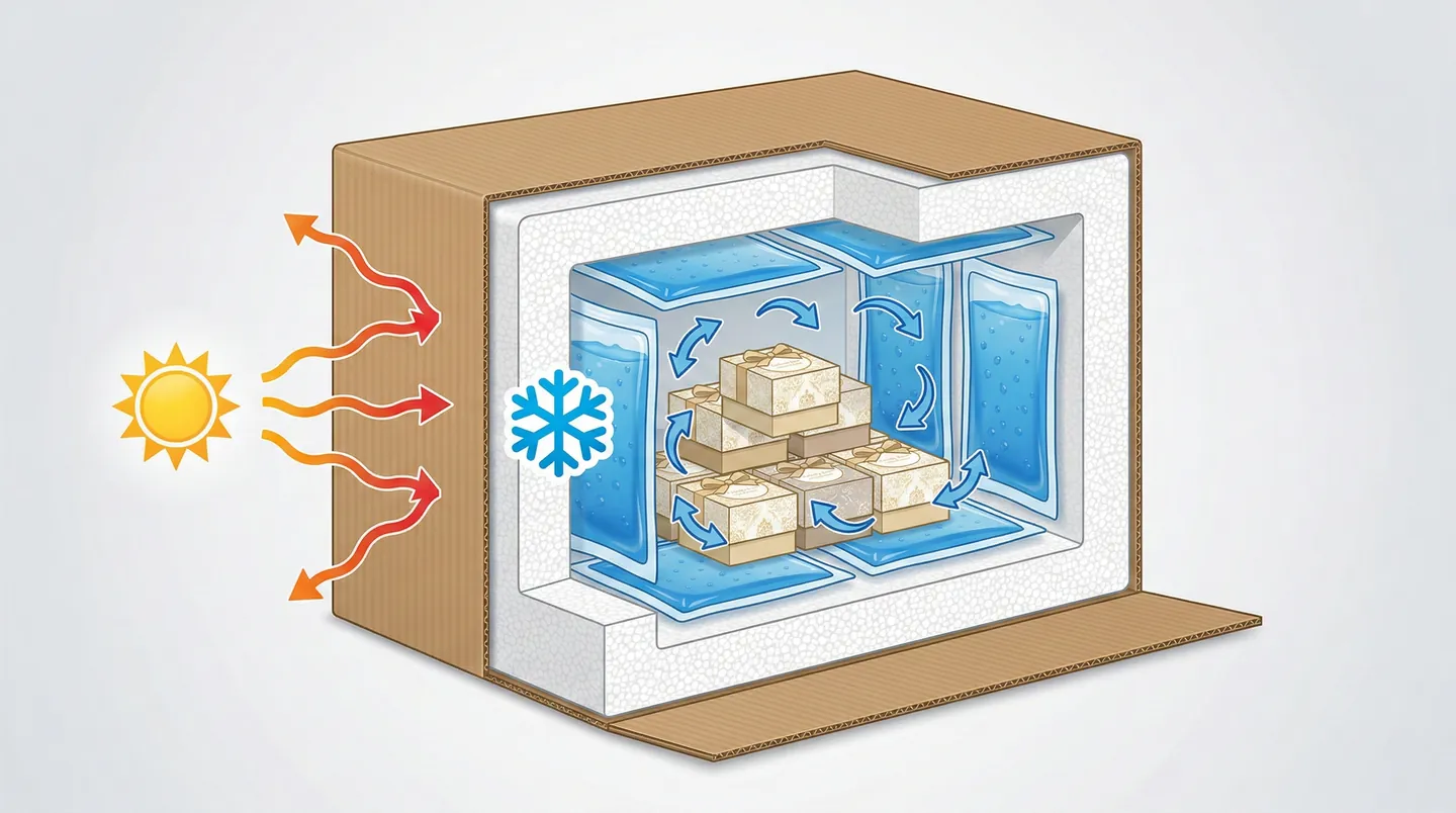 Ambalare cu control termic (lanț de frig) pentru mărturii de nuntă perisabile precum ciocolata sau lumânările