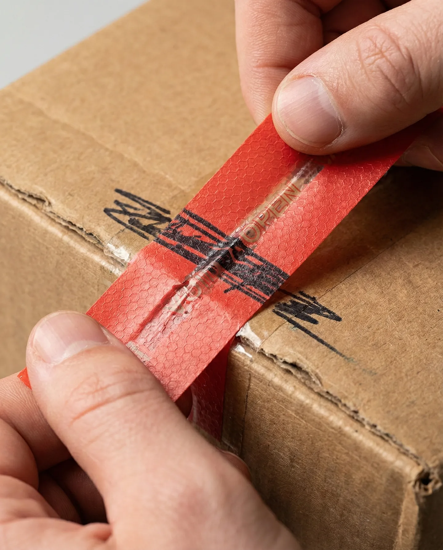 Aplicarea benzii de securitate tamper-evident și semnarea peste sigiliu pentru a preveni deschiderea neautorizată