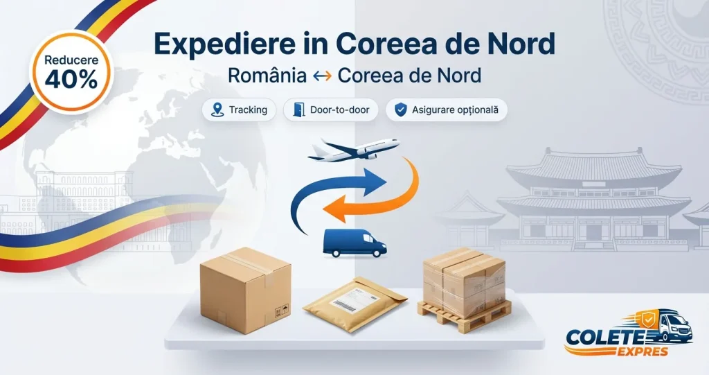 Banner Colete Expres pentru ruta Coreea de Nord <-> Romania