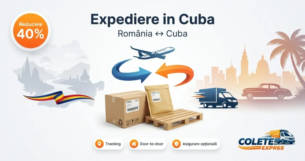 Banner Colete Expres pentru ruta Cuba <-> Romania