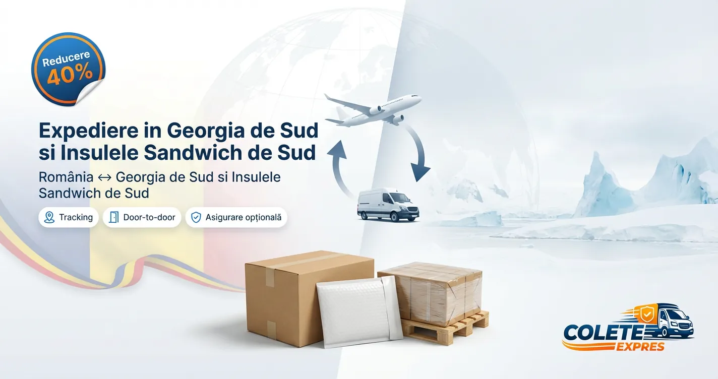 Banner Colete Expres pentru ruta Georgia de Sud si Insulele Sandwich de Sud  Romania