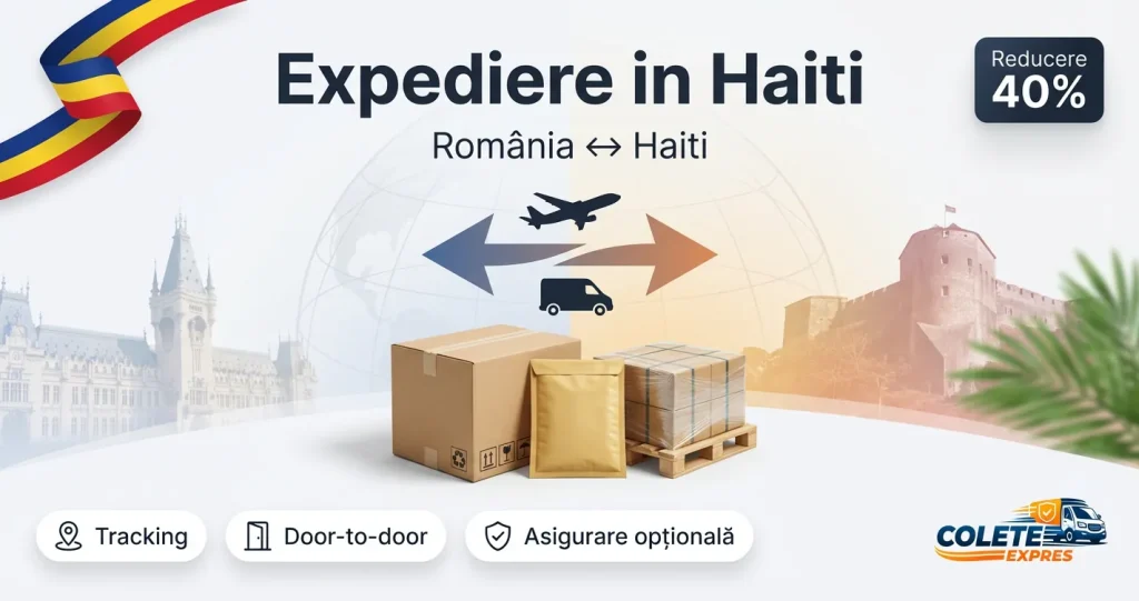 Banner Colete Expres pentru ruta Haiti <-> Romania