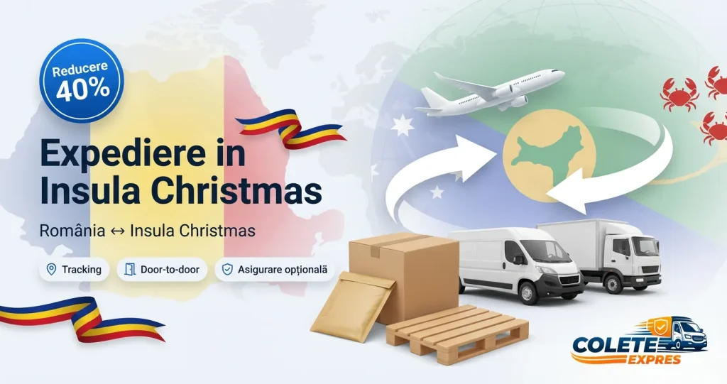 Banner Colete Expres pentru ruta Insula Christmas <-> Romania