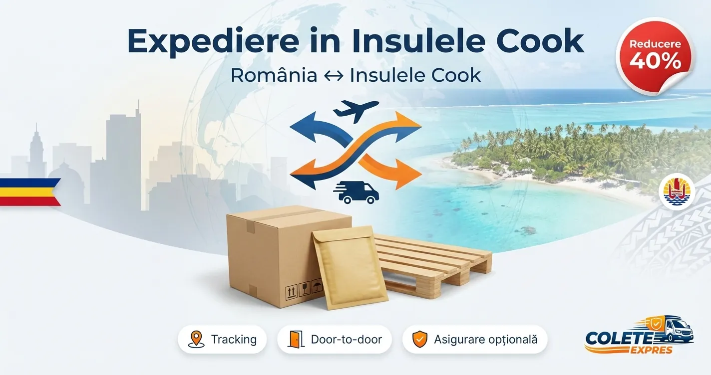 Banner Colete Expres pentru ruta Insulele Cook  Romania