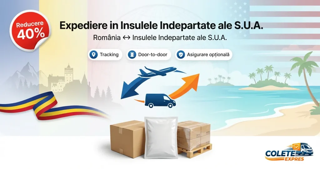 Banner Colete Expres pentru ruta Insulele Indepartate ale S.U.A. <-> Romania