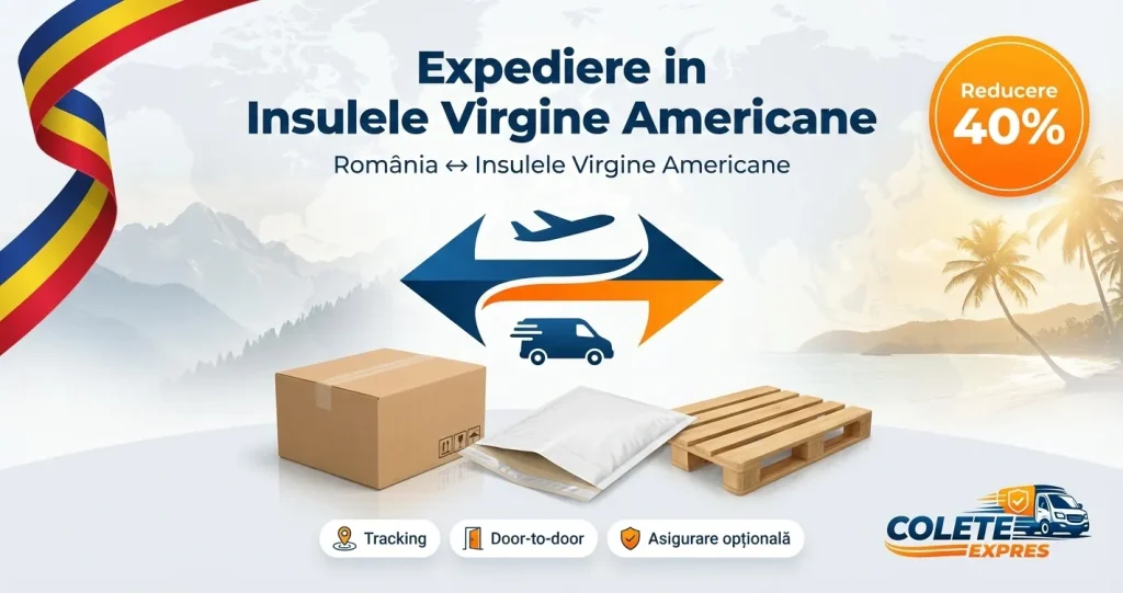 Banner Colete Expres pentru ruta Insulele Virgine Americane <-> Romania