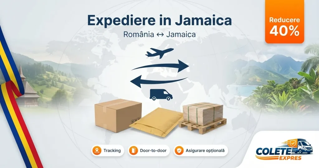 Banner Colete Expres pentru ruta Jamaica <-> Romania