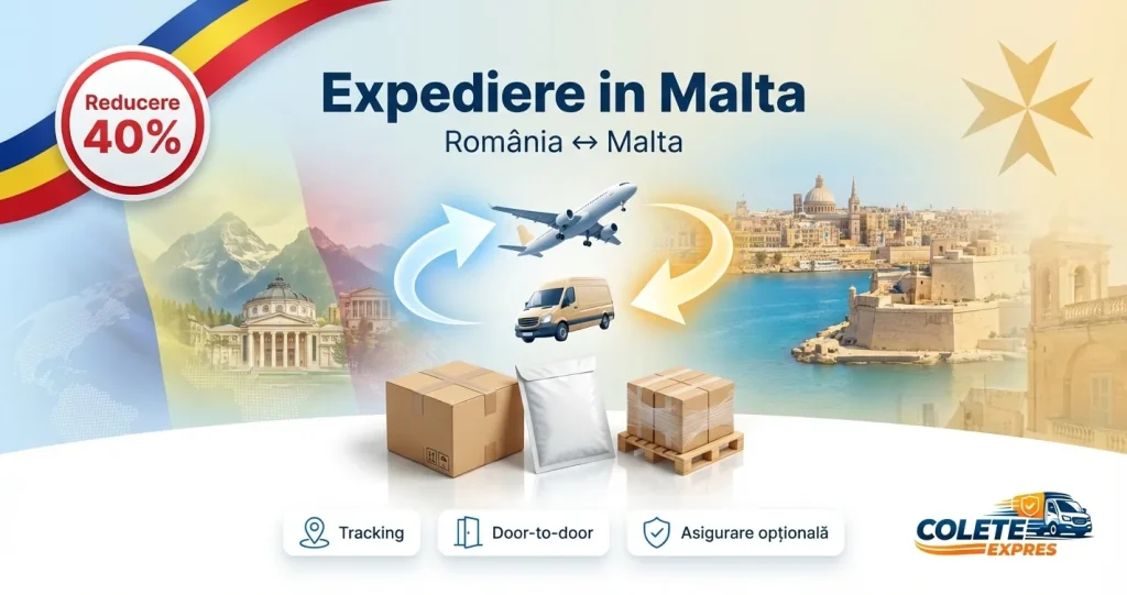 Banner Colete Expres pentru ruta Malta <-> Romania