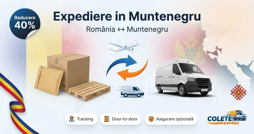 Banner Colete Expres pentru ruta Muntenegru <-> Romania