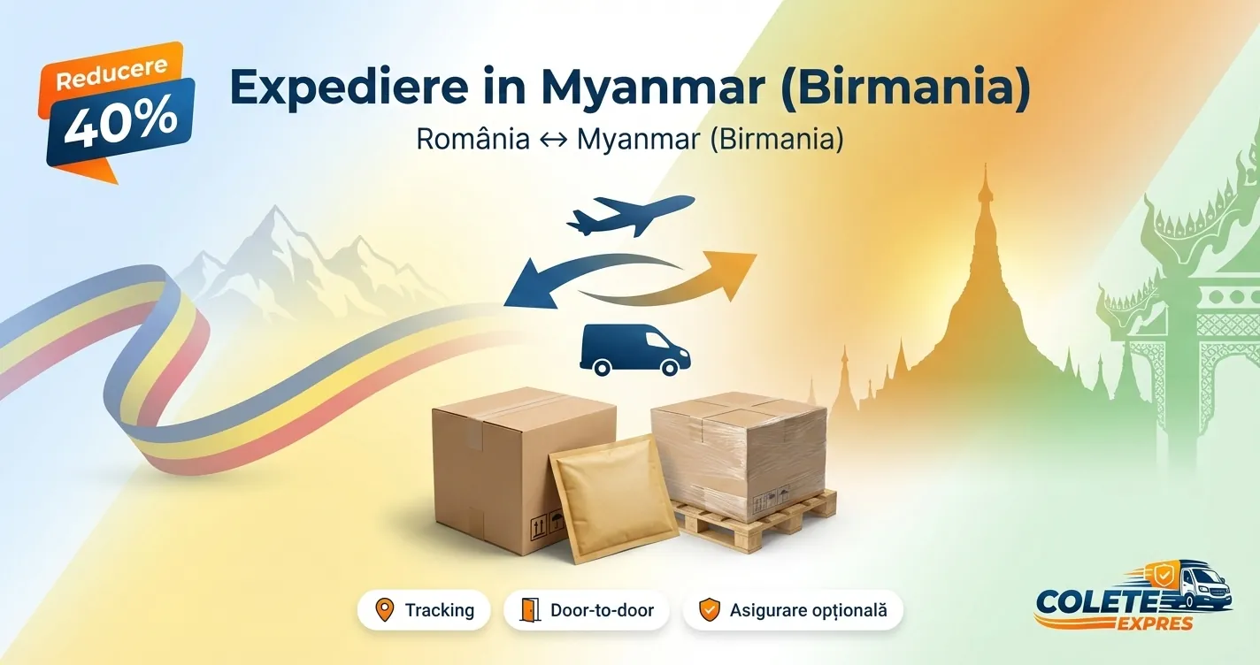 Banner Colete Expres pentru ruta Myanmar (Birmania)  Romania