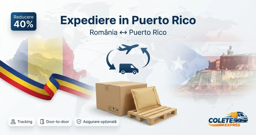 Banner Colete Expres pentru ruta Puerto Rico <-> Romania