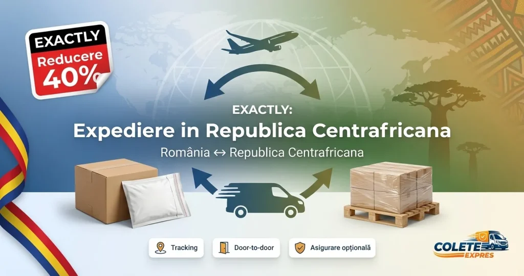 Banner Colete Expres pentru ruta Republica Centrafricana <-> Romania