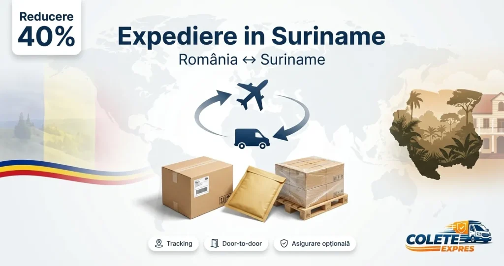 Banner Colete Expres pentru ruta Suriname <-> Romania