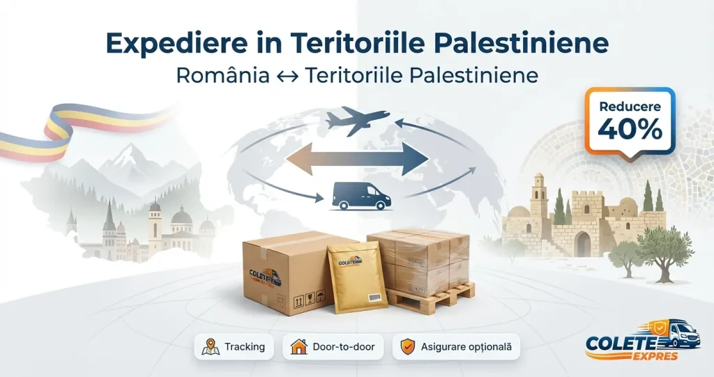 Banner Colete Expres pentru ruta Teritoriile Palestiniene <-> Romania