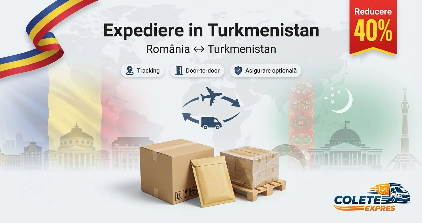 Banner Colete Expres pentru ruta Turkmenistan  Romania