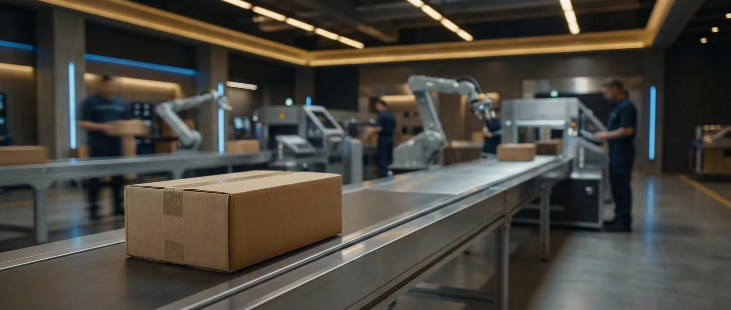 Centru logistic modern cu un pachet securizat pregătit pentru expedierea bunurilor de valoare