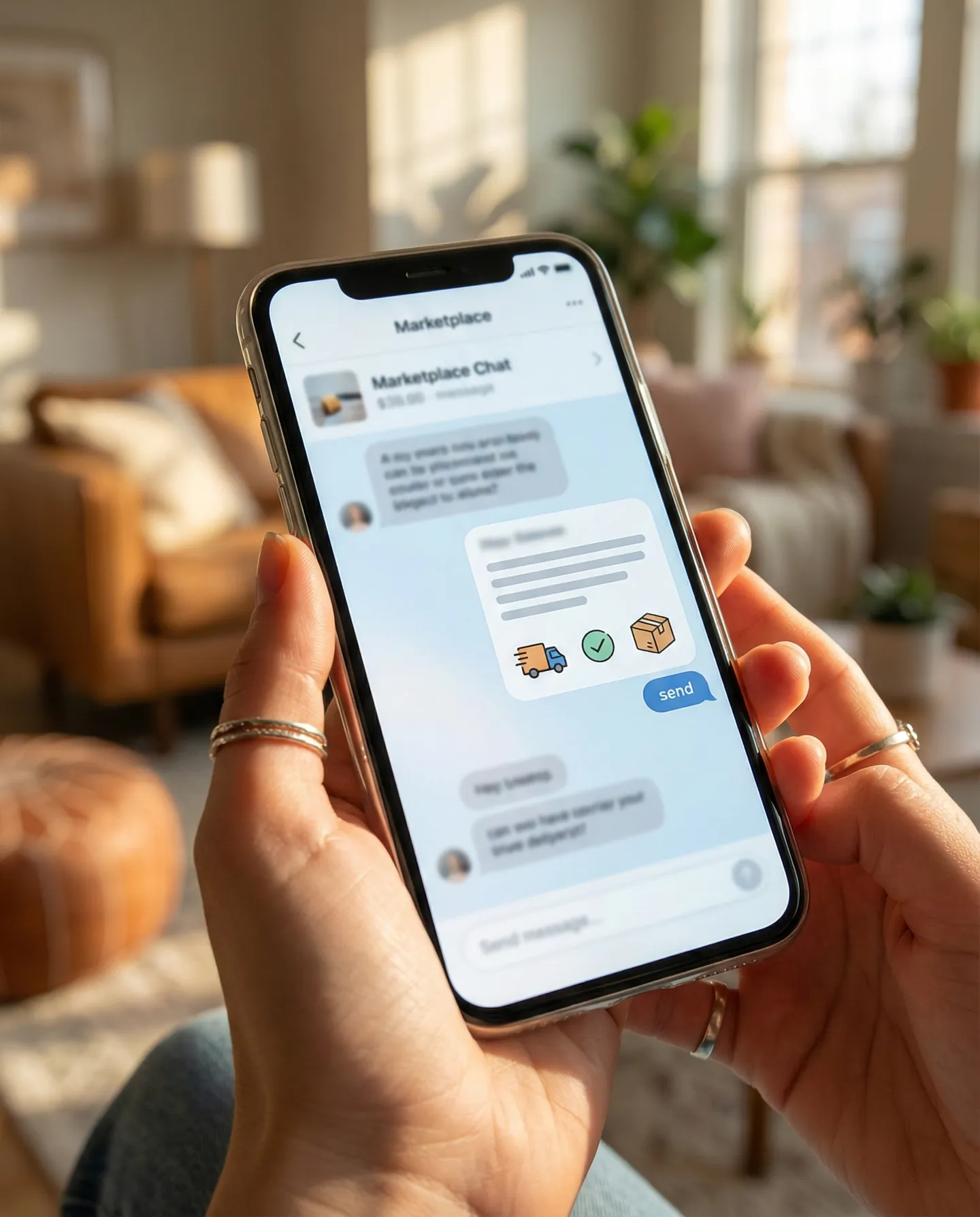 Conversație pe Vinted sau eBay pentru stabilirea unei livrări personalizate din afara rețelei standard