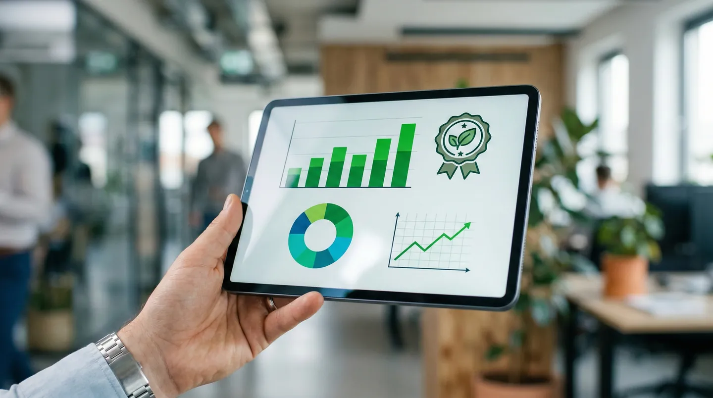 Monitorizarea Datelor de Sustenabilitate Dashboard cu date despre reducerea emisiilor de carbon în logistică