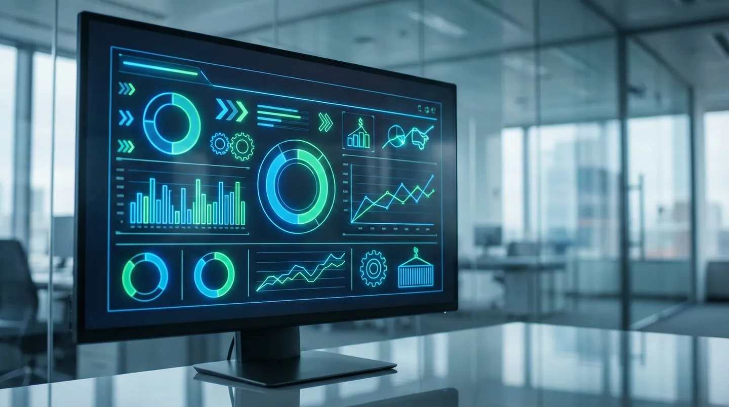 Dashboard digital de analiză a datelor logistice afișând indicatori KPI precum rata de retur și livrarea la timp