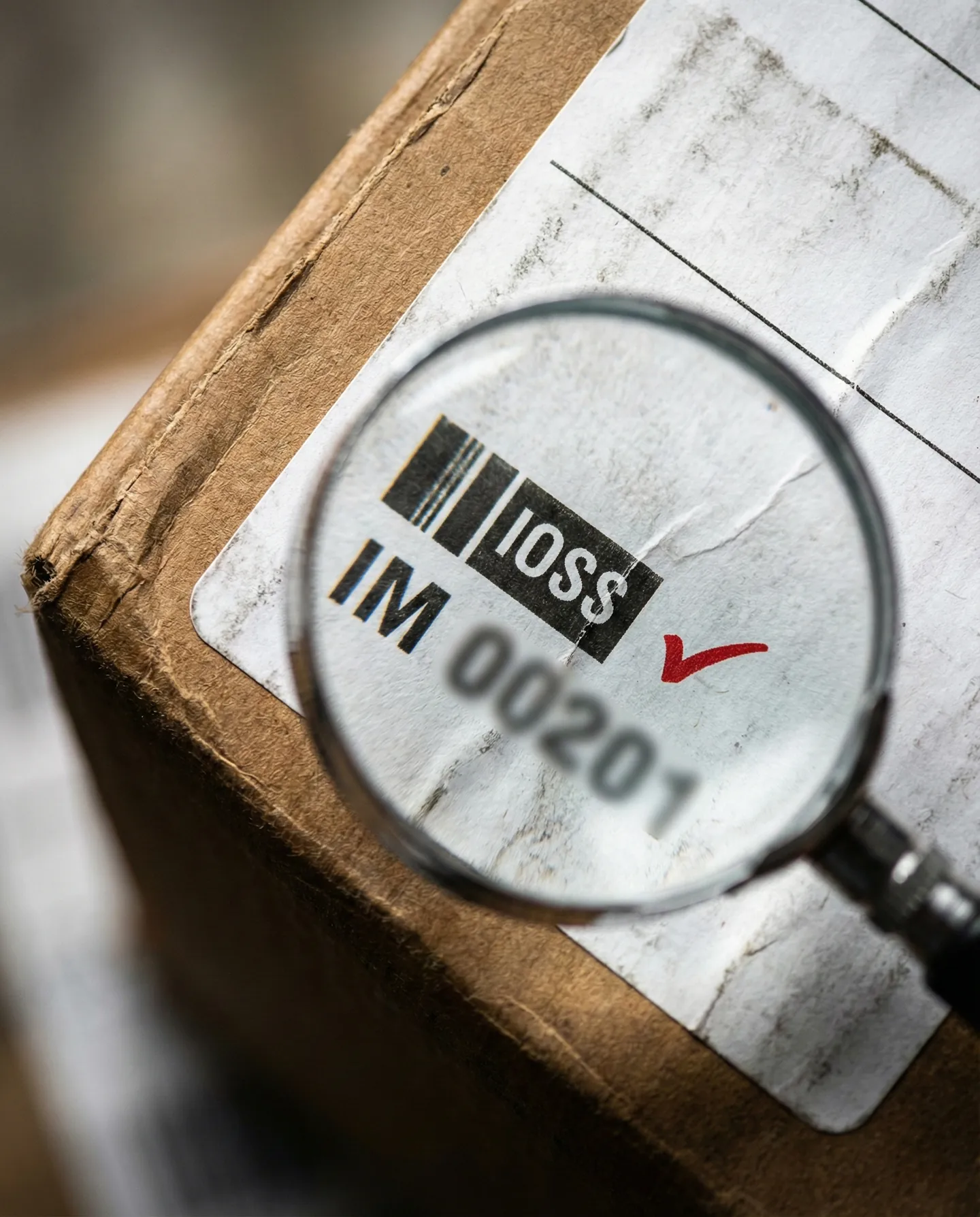 Detaliu pe eticheta AWB evidențiind câmpul IOSS obligatoriu pentru livrările Etsy în UE și UK