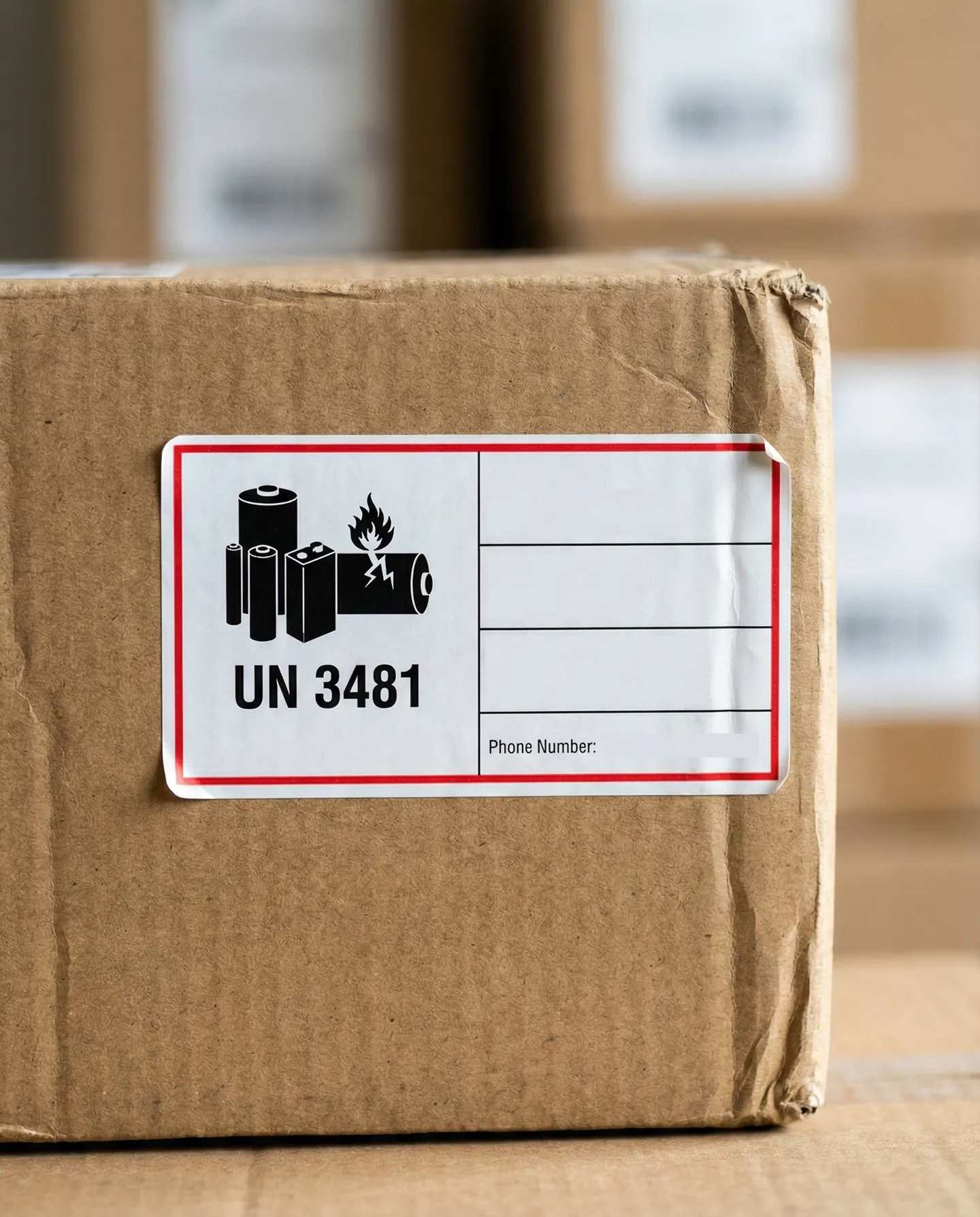 Eticheta obligatorie UN 3481 pentru transportul echipamentelor cu baterii litiu-ion