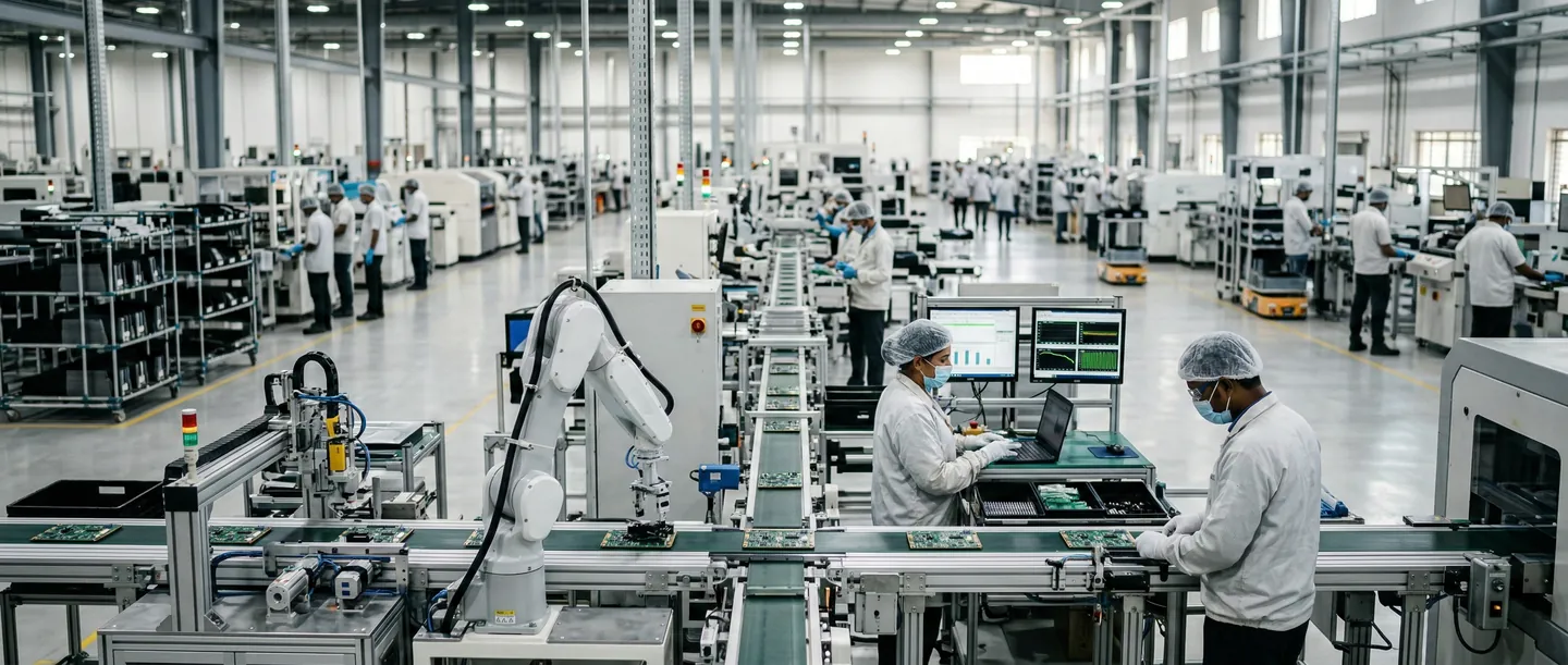 Fabrică modernă în India reprezentând puterea industrială și de producție pentru export