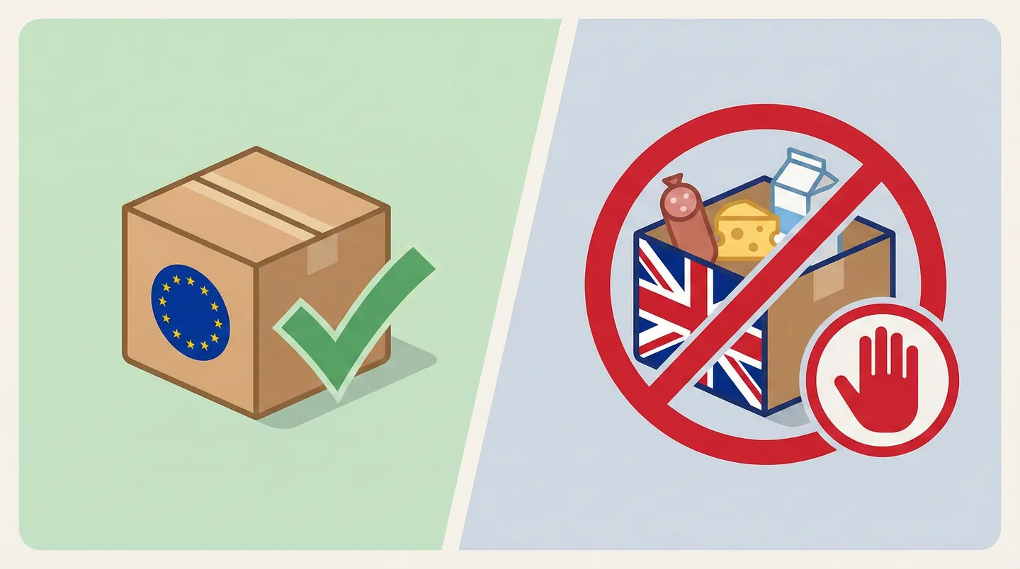 Grafic explicativ despre interdicția importului de carne și lactate în UK după Brexit