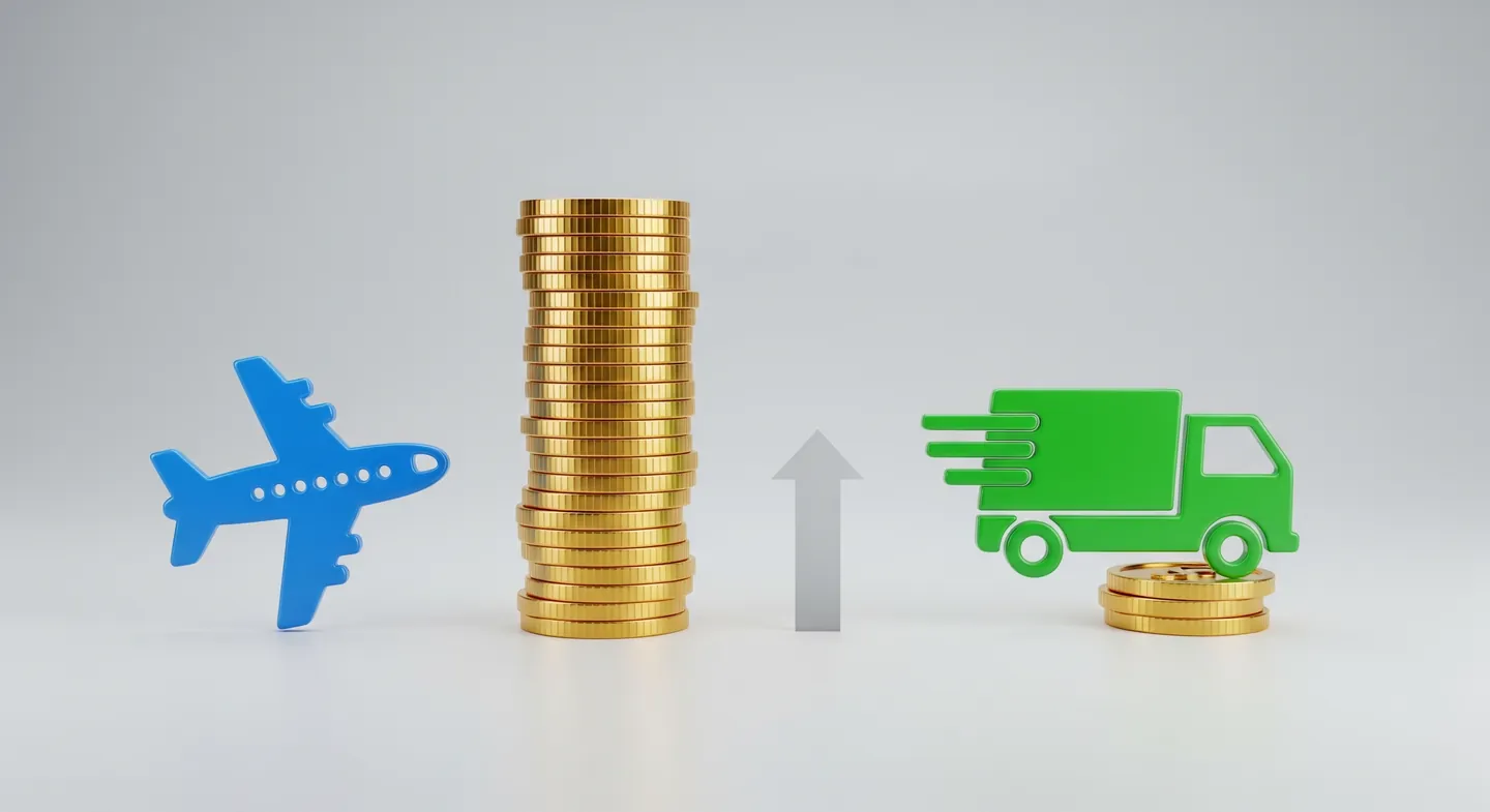 Grafic ilustrând diferența de cost între taxele aeriene de bagaj și transportul prin curier