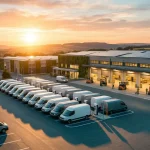 Hub logistic modern și sustenabil cu dube electrice și panouri solare