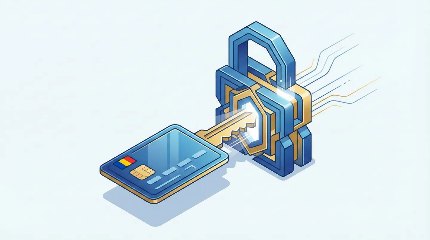 Ilustrație izometrică a unui card EORI care deschide bariera vamală a Uniunii Europene