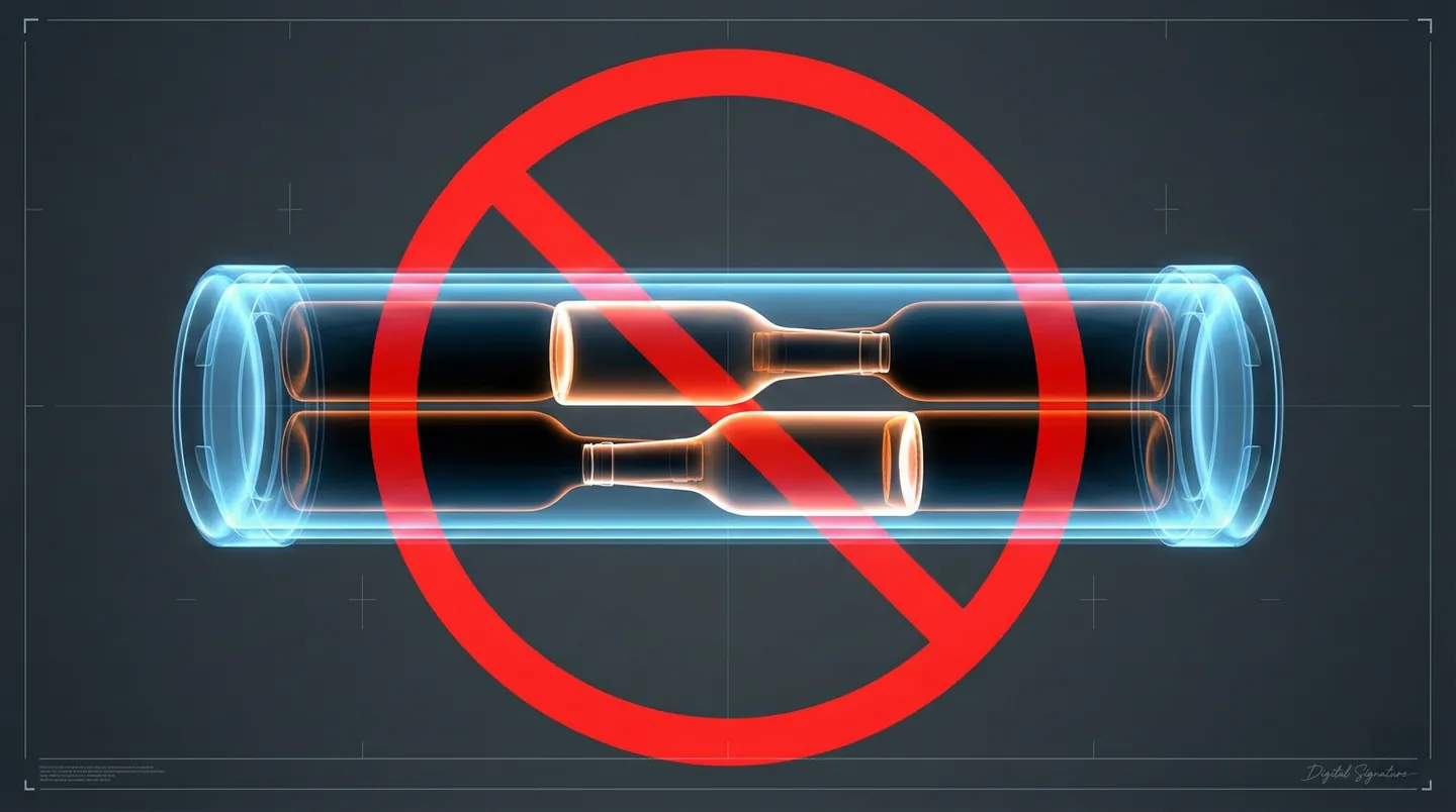 Imagine sugestivă a controlului cu raze X care detectează alcoolul ascuns în tuburile de lansete