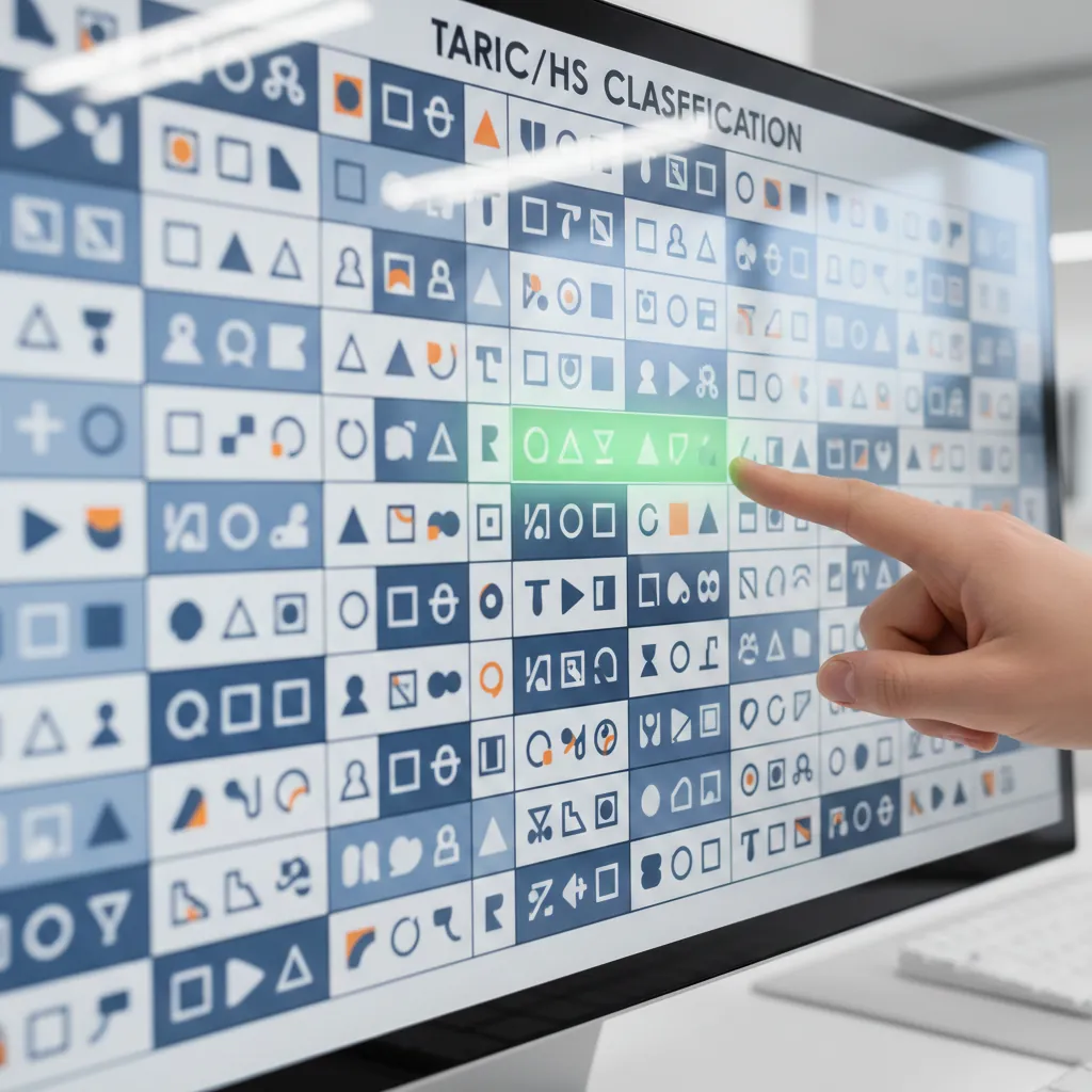 Interfața bazei de date TARIC pentru identificarea codului HS corect