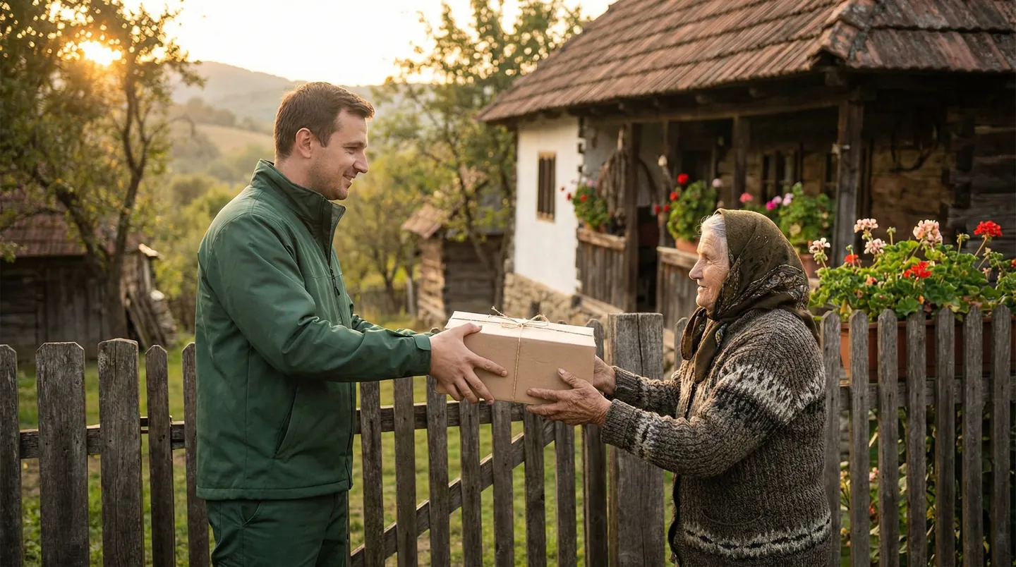 Livrarea coletelor la domiciliu în zonele rurale din România