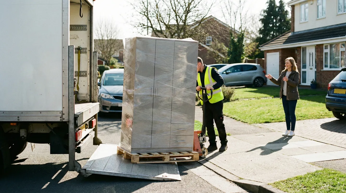 Livrarea la bordură (Curbside) a unei piese de mobilier voluminoase, opțiunea economică de transport