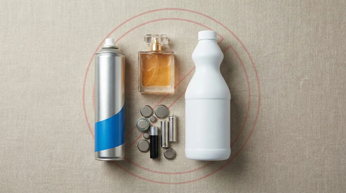 Obiecte interzise în curierat: aerosoli, parfumuri, baterii, substanțe inflamabile