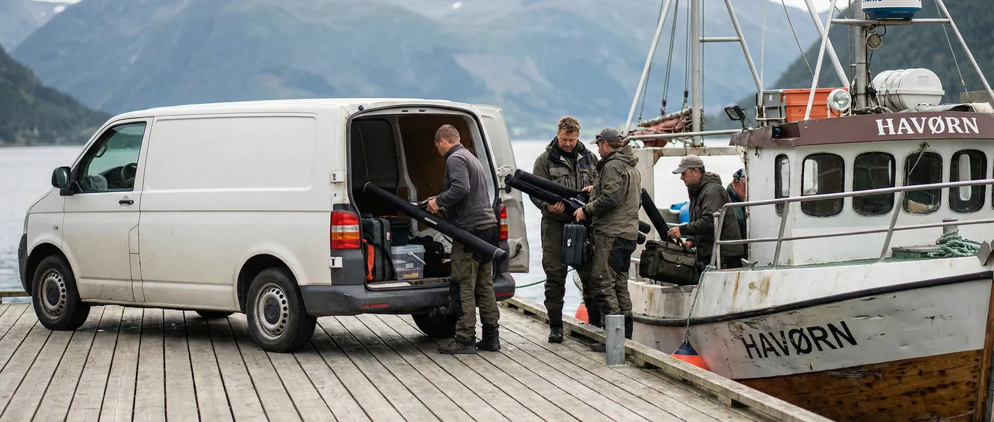 Preluarea echipamentului direct de la barca de pescuit în Norvegia pentru a fi expediat acasă