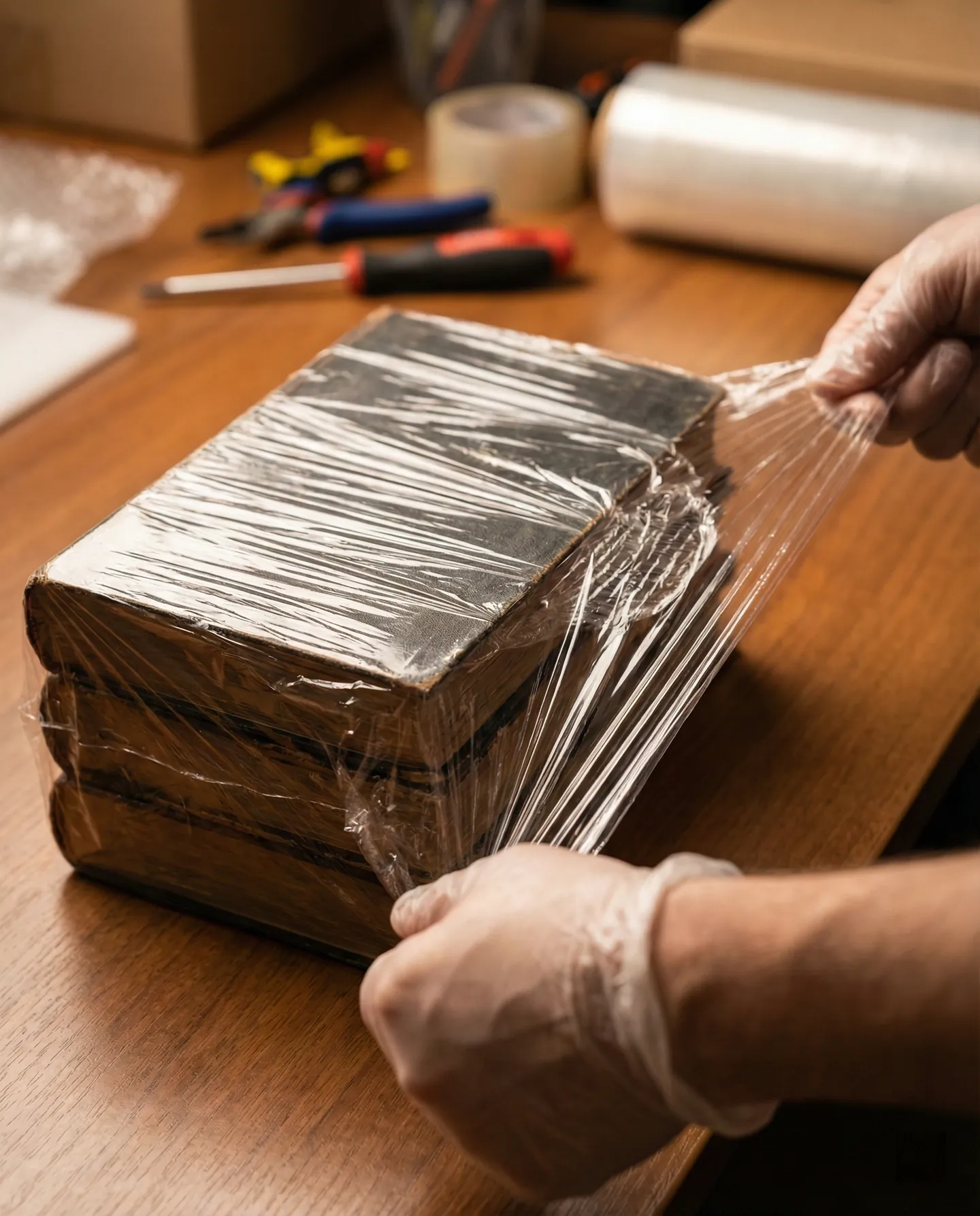 Procesul de înfoliere a cărților în plastic pentru protecție împotriva umezelii și condensului