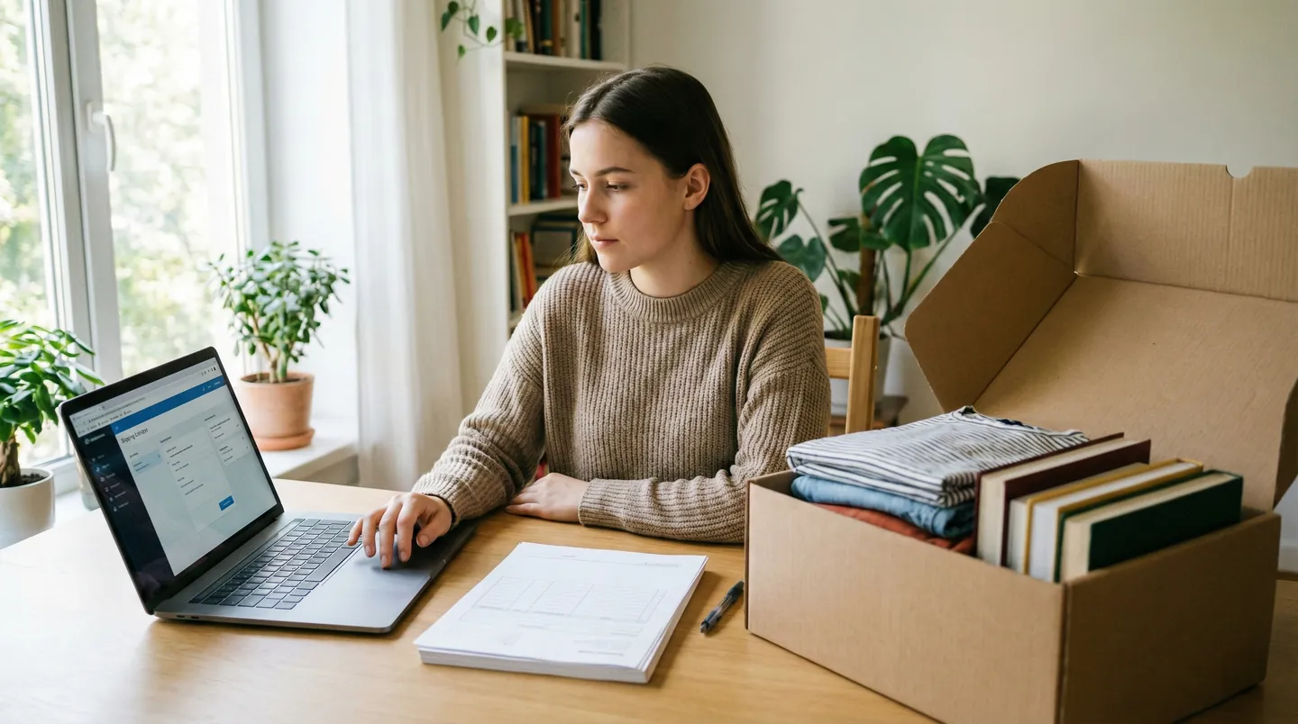 Student completând declarația vamală pentru expedierea bagajului în afara UE