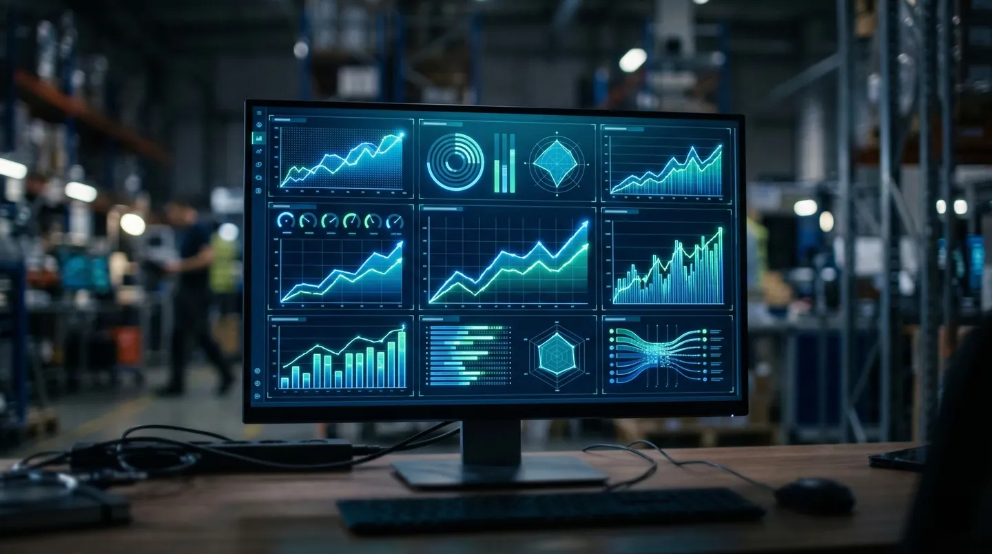 Dashboard digital cu indicatori de performanță logistică (KPI) arătând eficiența livrărilor smart