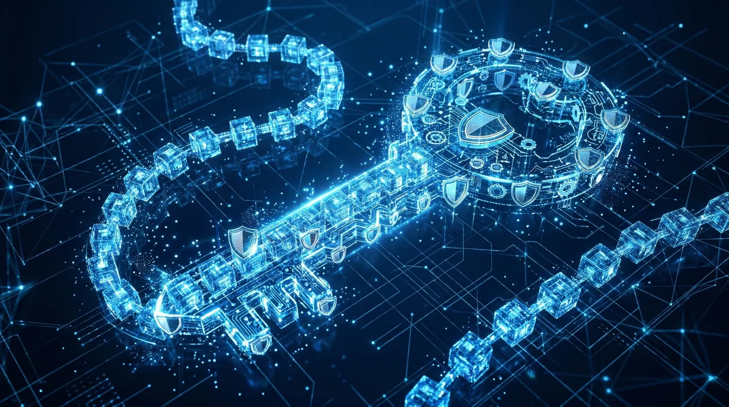 Ilustrație securitate digitală și blockchain pentru generarea cheilor de acces temporare